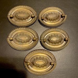 2 1/2" Brass Antique Drawer Pulls Federal Hepplewhite set of 5 matching